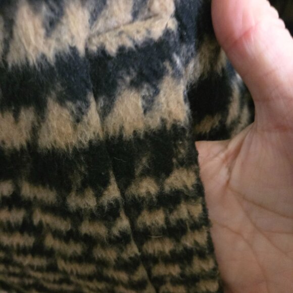 Avec Les Filles Shawl Collar Houndstooth Coat Camel Black Wool Blend Size L - Picture 6 of 8